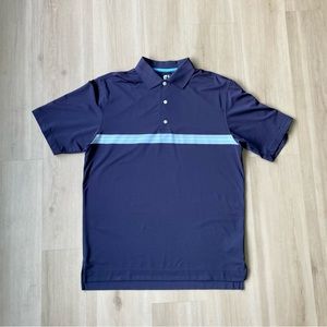 FootJoy Men's Polo Golf Shirt Navy Blue Light Blue Stripe size M